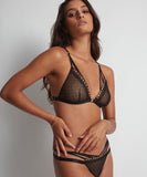 Hot Tension Triangle Bra and Tanga Set - Black - One Size