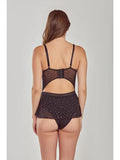 Astrid Sparkle Bodysuit Trimmed in Gold Sparkles - Black -