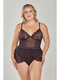 Astrid Sparkle Bodysuit Trimmed in Gold Sparkles - Black -