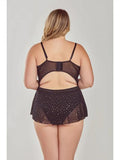 Astrid Sparkle Bodysuit Trimmed in Gold Sparkles - Black -