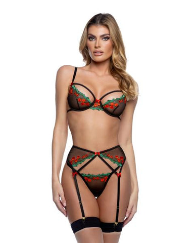Cherry Delight Three Piece Set - Black/Multi -