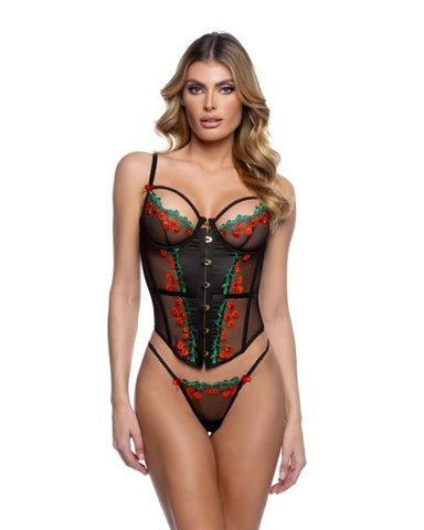 Cherry Delight Corset Two Piece Set - Black/Multi -