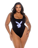 Playboy Icon Bodysuit - Black/Lavender -