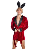 Playboy Mens Smoke Lounge Robe - Red/Black -