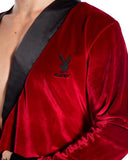 Playboy Mens Smoke Lounge Robe - Red/Black -