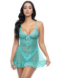 Soft Cup Lace Babydoll with G-String - Mojito -