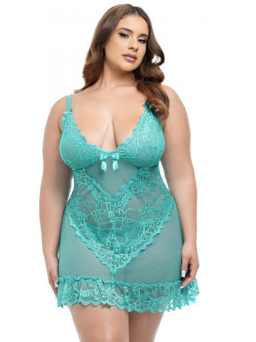 Soft Cup Lace Babydoll with G-String - Mojito -