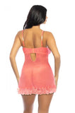 Soft Cup Lace Babydoll with G-String - Shell Pink -
