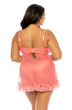 Soft Cup Lace Babydoll with G-String - Shell Pink -
