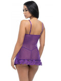 Soft Cup Lace Babydoll with G-String - Imperial Purple -