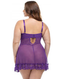 Soft Cup Lace Babydoll with G-String - Imperial Purple -