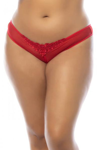 Red - Crotchless Pearl Thong