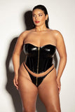 Rider Vinyl Bustier with Front Zipper and Panty - Black -