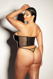 Rider Vinyl Bustier with Front Zipper and Panty - Black -