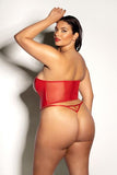Rider Vinyl Bustier with Front Zipper and Panty - Red -