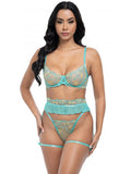 Krislyn Embroidered Three Piece Set - Baroque Blossoms/Mojito -
