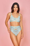 Take A Bow Lace and Mesh Bra Set - Mint -