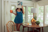 Embroidery Underwire Babydoll - Hawaiian Blue -