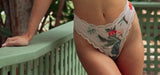 Mesh High Leg Thong - 3D Mesh Floral Print -