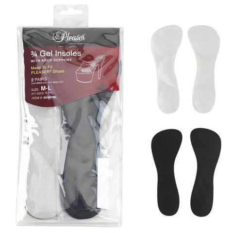 Pleaser 3/4 Gel Insoles with Arch Support - Black and Grey -