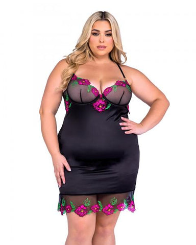Peony Paradise Chemise - Black/Multi -