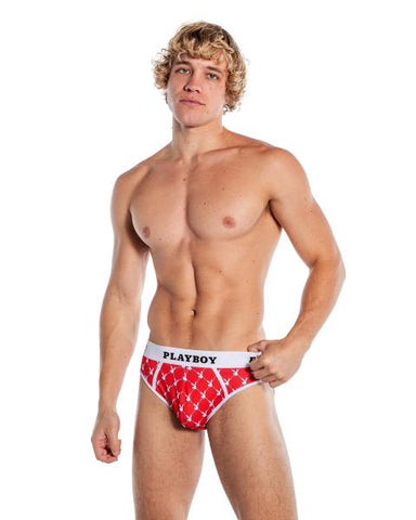 Playboy Mens Argyle Briefs - Red/White -