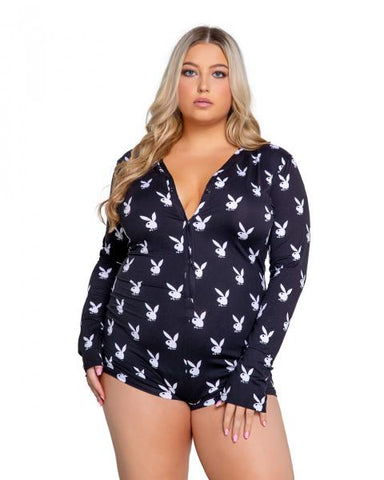 Playboy Slumber Bunny Romper -  Black/White -