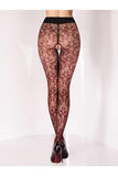 20 Denier Open Crotch Decorative Pattern Pantyhose - Black/Red -