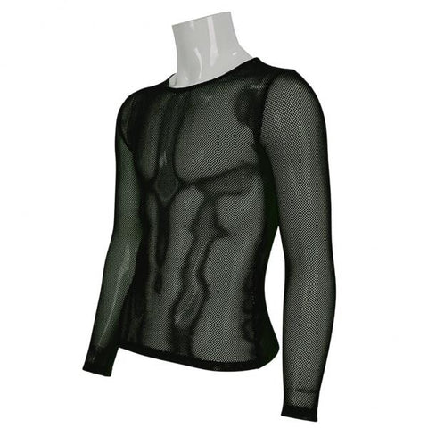 Mesh Long Sleeve T-Shirt - Black -