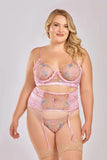 Danielle Three Piece Bra Set - Pink/Purple -