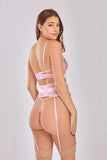 Danielle Three Piece Bra Set - Pink/Purple -