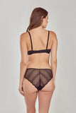 Two Piece Lace and Mesh Bra Set - Black -
