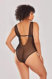 Salma Satin V Neck Teddy - Black/Gold -
