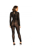 Velvet Leopard Bodysuit - Black -