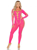 Reckless Intentions Footless Bodystocking - Neon Pink - One Size