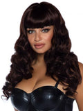24" Long Wavy Wig with Bangs - Brown - One Size