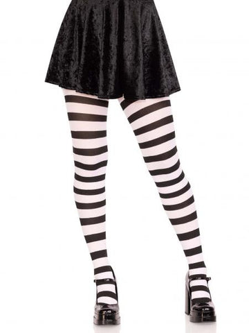 Black/White - Wide Stripe Tights - One Size