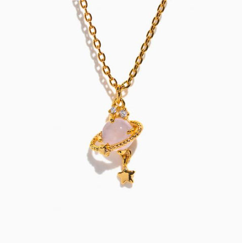Pink Jupiter Necklace - Gold