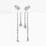 Starry Night Dangle Earrings - Silver