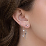 Starry Night Dangle Earrings - Silver
