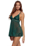 Sarah Lace & Mesh Babydoll with G-String - Rainforest -