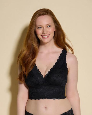 Never Say Never Curvy Plungie Longline Bralette - Black -