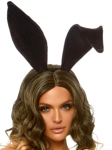 Bendable Velvet Bunny Rabbit Headband - Black - One Size