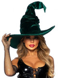 Velvet Ruched Witch Hat - Emerald