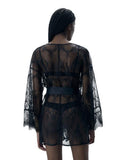 Madeline Sheer Lace Kimono - Black -