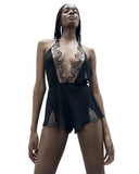 Marisa Chiffon Sheer Teddy - Black -