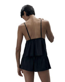 Sadiya Satin Sheer Cami and Short Set - Black -