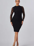 Ailisa Lace Bodycon Dress - Black -