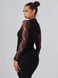 Ailisa Lace Bodycon Dress - Black -