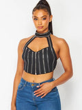 Zip Me Up Multi Zipper Halter Crop Top - Black -